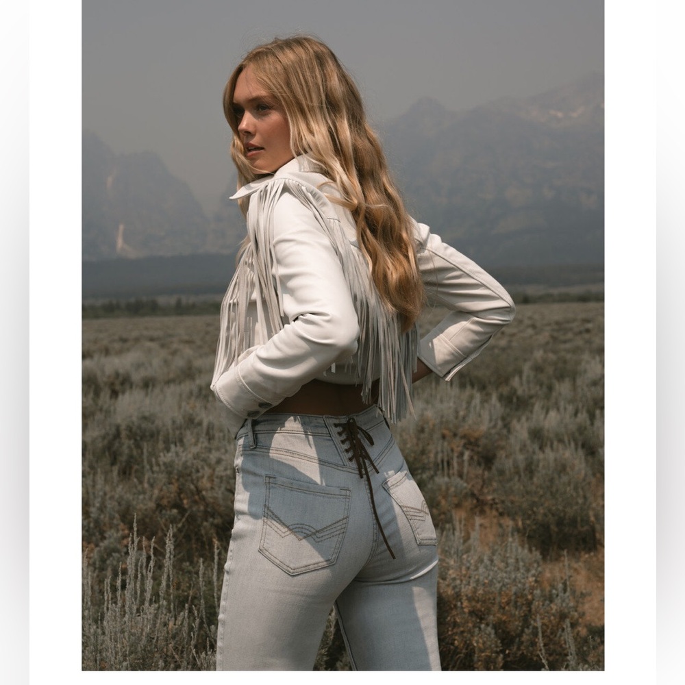 Idyllwind Light wash blue Lace-Up Flare Jeans